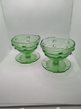 2 X Art Deco Green Glass