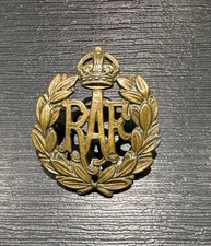 Genuine WW2 RAF Royal Air Force Cap Badge. Kings Crown. With Lugs RY