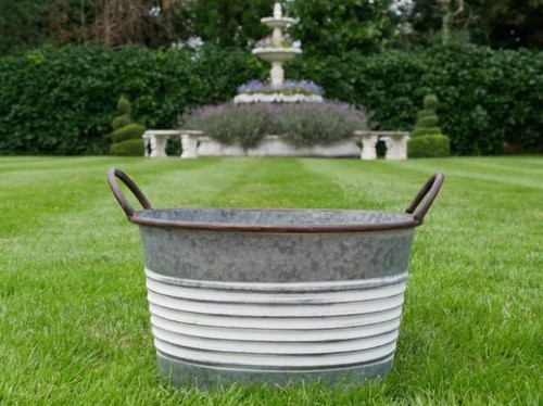 Zinc planter with handles - zinc,