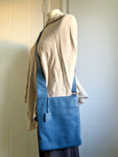 RADLEY BLUE LEATHER CROSSBODY MESSENGER BAG WITH DOG TAG