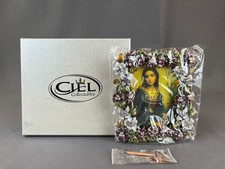 New Ciel Enamel & Swarovski Floral Crystal Photo Frame 4 ½” x 4” w/Box (C)