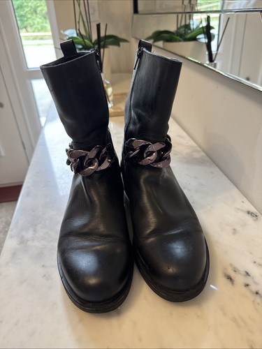 Woman leather chain ankle - leather,