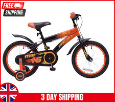 16 Inch Kids Bike With Stabiliser Orange And Black Steel Frame Strike Bicycle UK