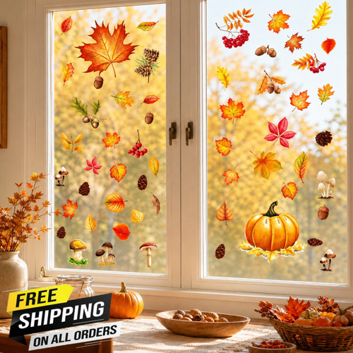 Autumn window stickers - autumn,