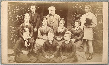 CDV SERVANT GROUP COACHMAN UNIFORM TOP HAT GROUP ENGLAND COUNTRY HOUSE STAFF