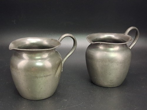 Two small antique pewter - small, jugs