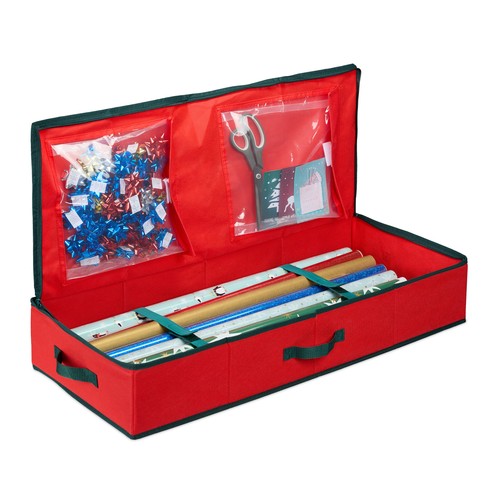 Red gift wrap storage box - box,