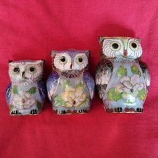 3x Porcelain Owls Ornaments  3