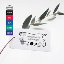 PERSONALISED HANDMADE BY RUBBER STAMP, SEWING BUTTONS DESIGN, NAME, BUSINESS