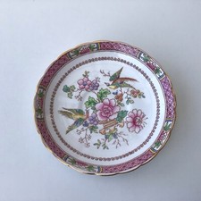 Vintage Tuscan China Saucer Birds of Paradise C 8363 scallop gold saucers Pink
