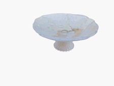 Glass Pedestal Cake Plate/ Stand /Fruit Bowl  Fruit / Leaf   Design. Preloved 