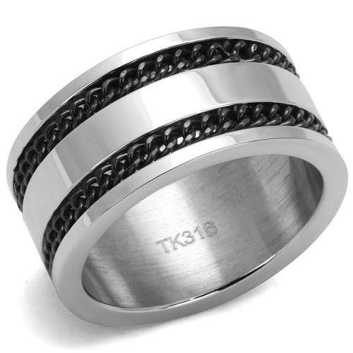 Mens signet ring black chain