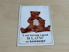 Early 1900s I Am Having A Blow at Banbury Postcard Teddy Bears Humour