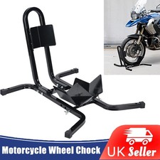 MOTORCYCLE MOTORBIKE FRONT WHEEL CHOCK STORAGE VAN TRANSPORT PADDOCK STAND UK