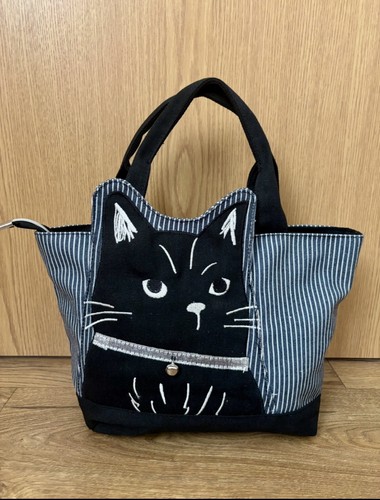 Black cat handbag tote - cat,