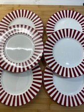 6 x  Marks & Spencer M&S Ruby Striped red side plate, fine china