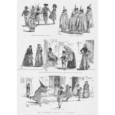 MINORCA Scenes at the Children's Carnival - Antique Print 1892