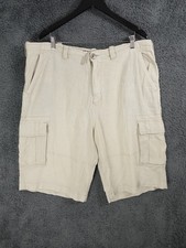 Mantaray Shorts Mens W40 White Cream Cargo Linen Cotton Combat Zip Fly Big Y2K