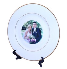 Large Personalised 10 inch Double Gold Rim Photo Plate