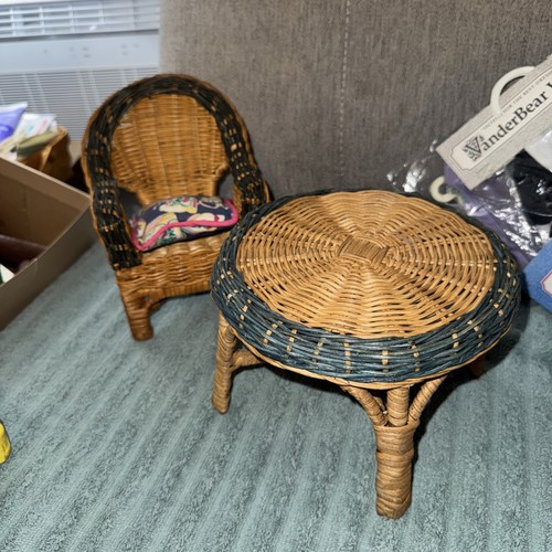 Vtg piece set wicker rattan - vtg,