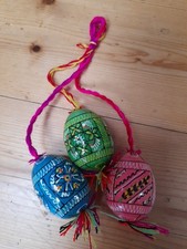 3 hand-painted hanging Ukrainian Easter eggs decoration UKRAINE ?? 