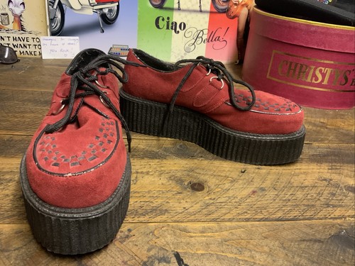 Demonia platform red suede - demonia,