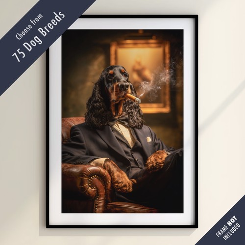 Funny dog smoking cigar - smoking, print