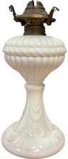 Casa Pupo of London Vintage Opalite White Milk Glass Oil Lamp Ornate Art Nouveau