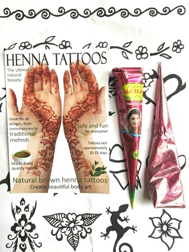 Henna and pink glitter - and,