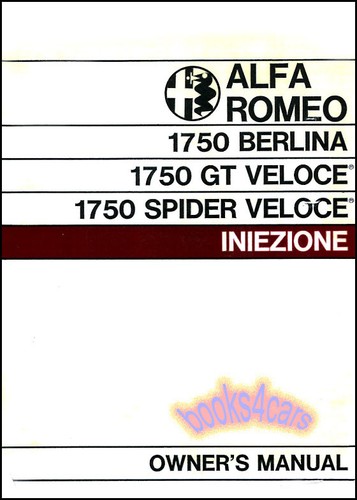 Alfa romeo 1750 owners manual - owners,