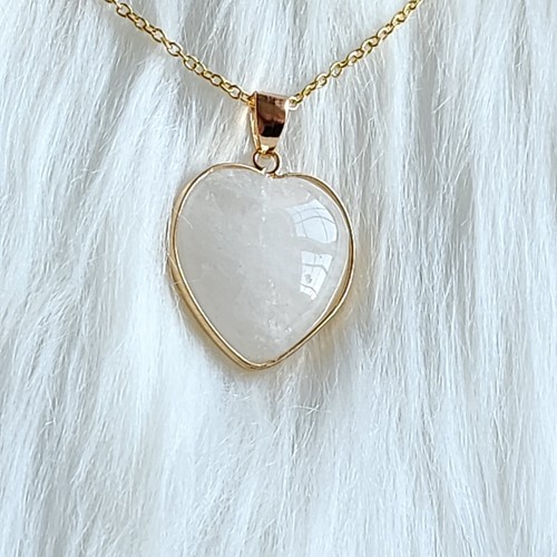 White quartz necklace love - necklace,