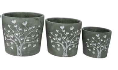 Grey cement love tree pot - cement,