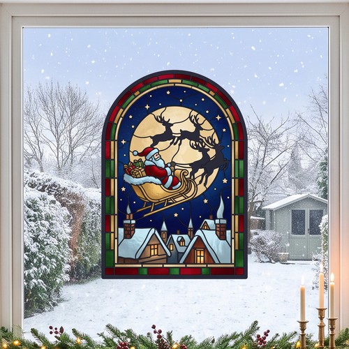Father christmas sleigh - sleigh, moon