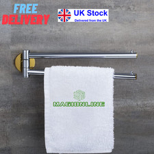 Wall Mount Stainless Steel Towel Rail Dual Swivel Arms for Space-Saving Chrome