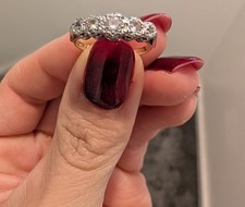 Antique 9ct Gold & Palladium White Sapphire Ring Size N