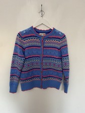 Country Rose Size Small Cardigan Blue Pink Fair Isle Knit Land Girl Cottagecore