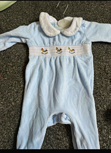 Blue white velour - blue/white,