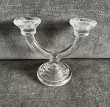 Vintage Double Glass Candlestick Holder Candelabra Small
