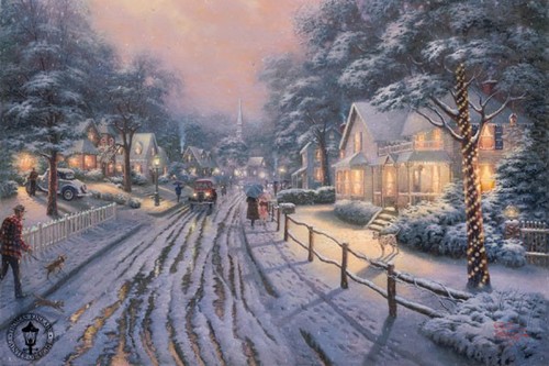 Thomas kinkade hometown xmas - kinkade,