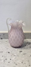 Thomas Webb glass jug circa 1885 - Pink satin quilted diamond Antique Glass 
