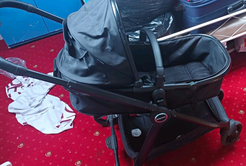 Black single pram pushchair - black,