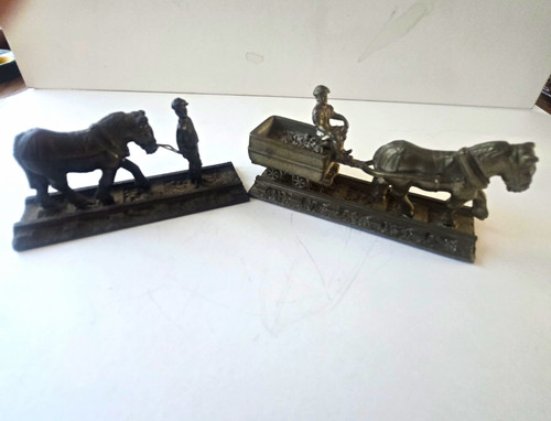 Vintage pair pewter coal - pewter, miner