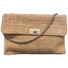 Chanel Women's Vintage Suede 2.55 Reissue flap Handbag Beige