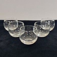 Whisky Glass Set of 5 or Tea Light Holders 140ml Clear Round Design 6cm MCM Vtg