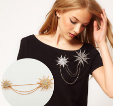 Large Twin Star Bridal Brooch Rhinestone Crystal Diamante Wedding Broach Pin UK