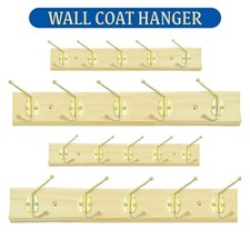 2 Pack STRONG WOODEN WALL COAT HANGER Hangers Clothes Pine Wood Rack Hooks Pegs