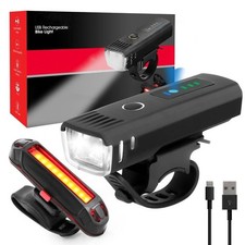 Mountain Bike Lights Rechargeable Super Bright  Front & Rear Set Waterproof USB