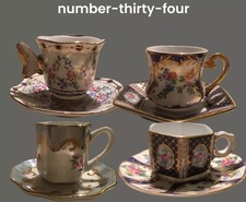 Past Times Miniature Porcelain Limoges Style Cups & Saucers