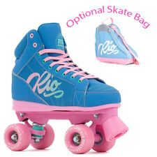 Rio Roller Lumina Quad Roller Skates UK 13J-8A Blue/Pink - FREE SKATE TOOL!