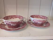 Enoch  wedgewood tunstall Pink Coffee/tea Cups And Saucers Lochs Of Scotland